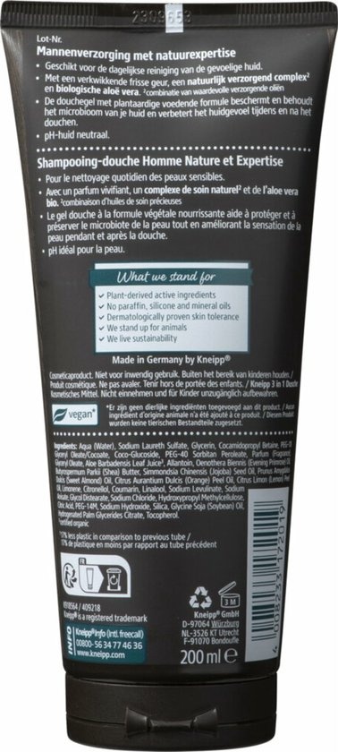 Kneipp Men - Shampoing Douche 3 en 1 - Frais & Sensible - 200 ml