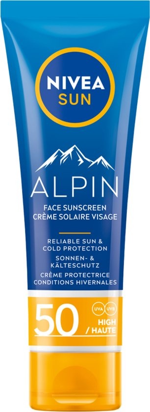 NIVEA SUN Face Alpin Sonnenschutzcreme – LSF 50+ – Wintersport – Ski – Für das Gesicht – Schützt vor UVA/UVB und Kälte – 50 ml