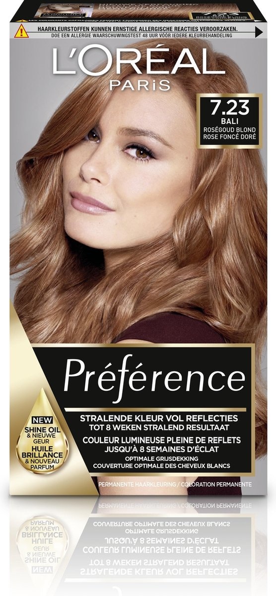 L'Oréal Coloration Préférence 7.23 Rich Rose - Blond Rose Gold - Emballage endommagé