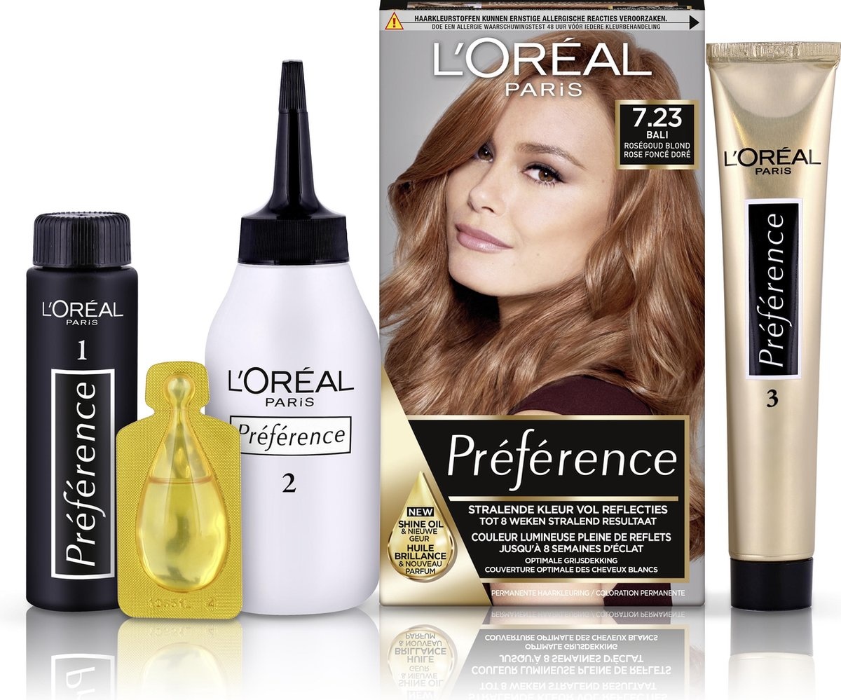 L'Oréal Coloration Préférence 7.23 Rich Rose - Blond Rose Gold - Emballage endommagé