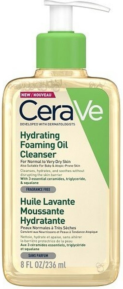 CeraVe - Huile Nettoyante Moussante Hydratante - pour peaux normales à sèches - 473 ml - Pompe endommagée