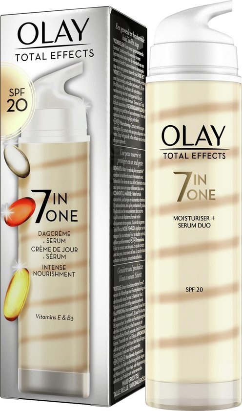 Olay Total Effects Feuchtigkeitsspendendes Tagescreme- und Serum-Duo – LSF 20 – 40 ml – Verpackung beschädigt