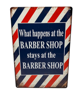 Pomade-Online Vintage Bord 20x30 What Happens at the Barbershop