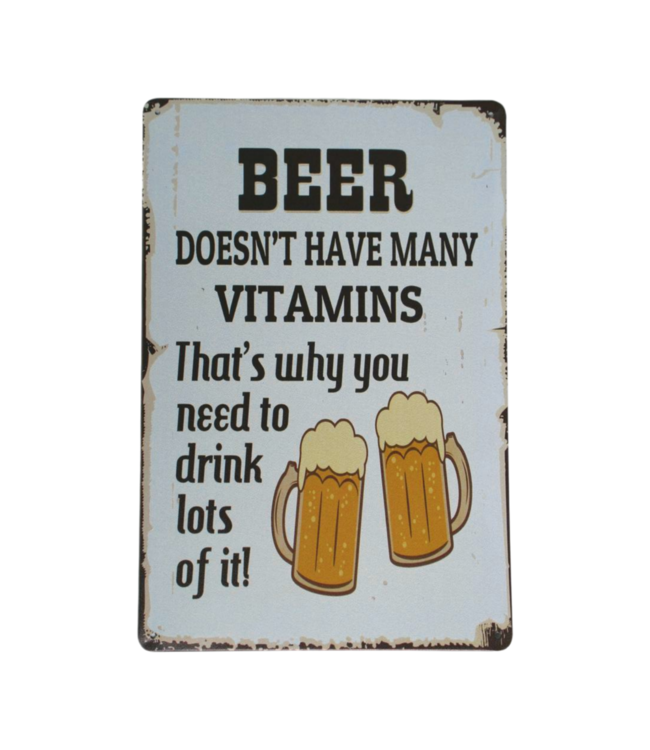 Pomade-Online Vintage Bord 20x30 Beer doesn't have many vitamins