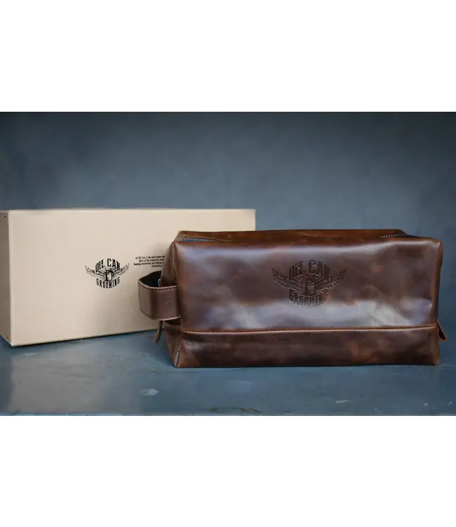 Oil Can Grooming Leather Wash Bag