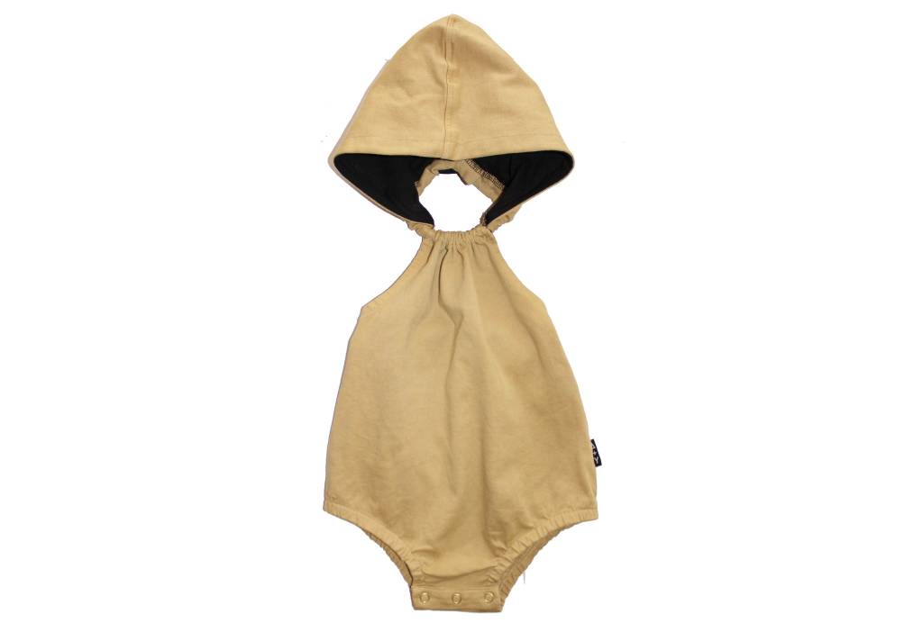 MUSTARD HOODED ROMPER | ADAM + YVE