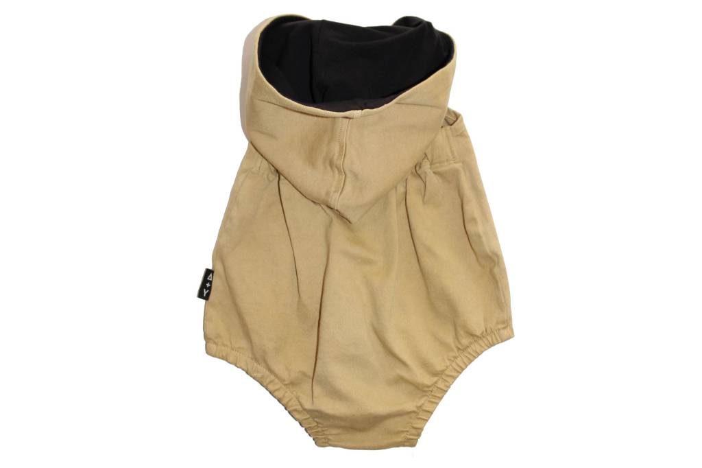 STOERE MOSTERDGELE ROMPER MET CAPUCHON VOOR MEISJES | ADAM + YVE
