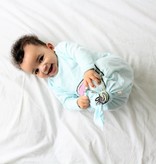 GEKNOOPTE SLAAPZAK EN TRAPPELZAKJE BABY BLUE FLAMINGO | ELECTRIK KIDZ