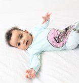 GEKNOOPTE SLAAPZAK EN TRAPPELZAKJE BABY BLUE FLAMINGO | ELECTRIK KIDZ