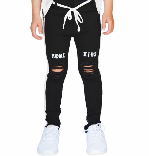 DESTROYED DENIM JEANS- BLACK