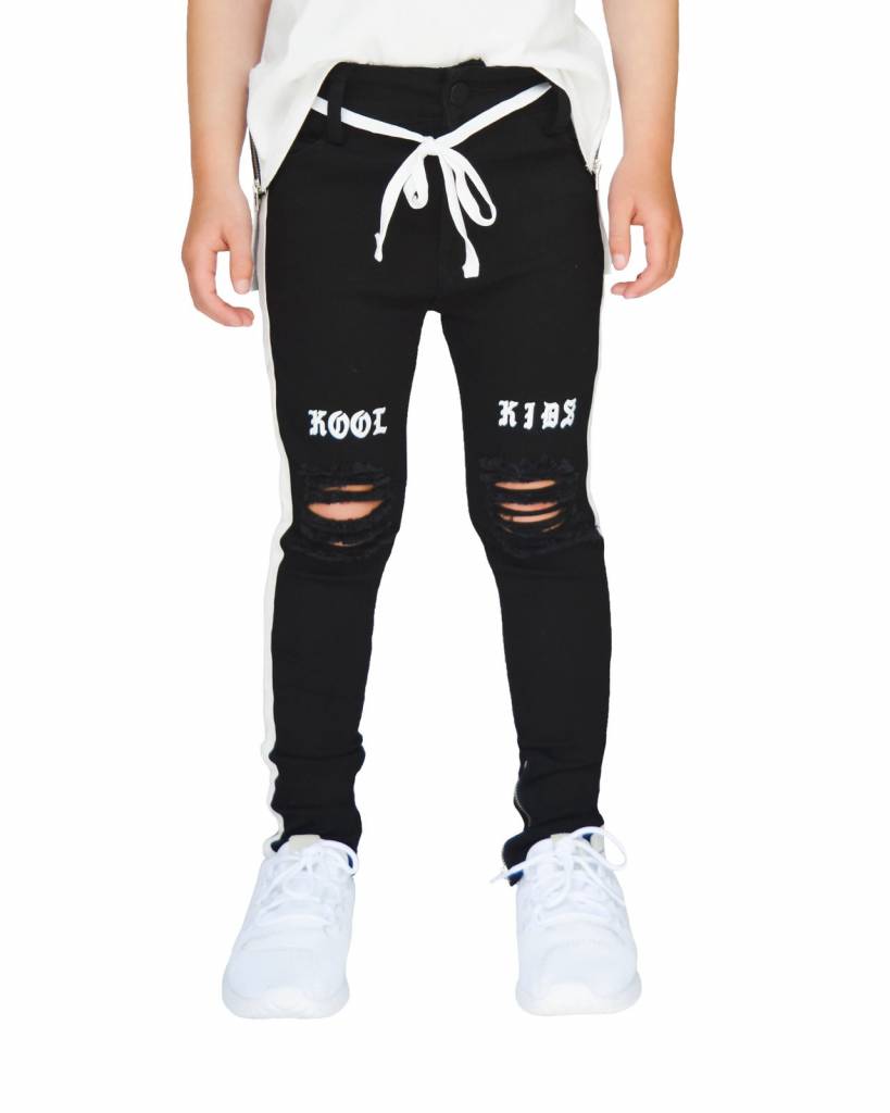 ZWARTE DESTROYED DENIM JEANS | STOERE KINDERKLEDING | BEAUBELLAKIDS