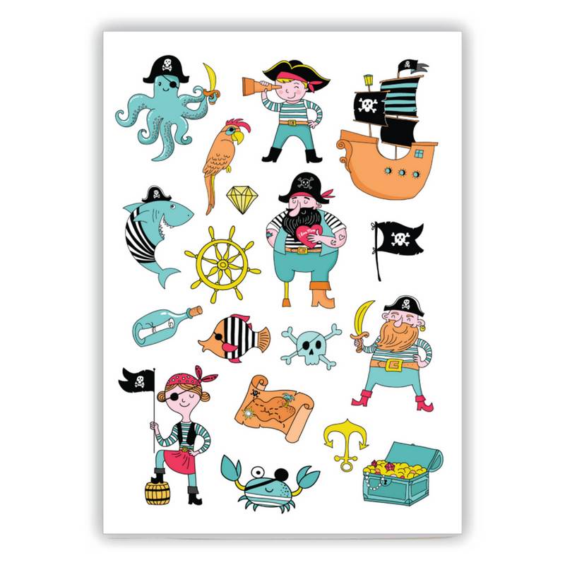 Ducky Street PIRATES TATTOO -  Sticker Kinder tatoeages met water afneembaar