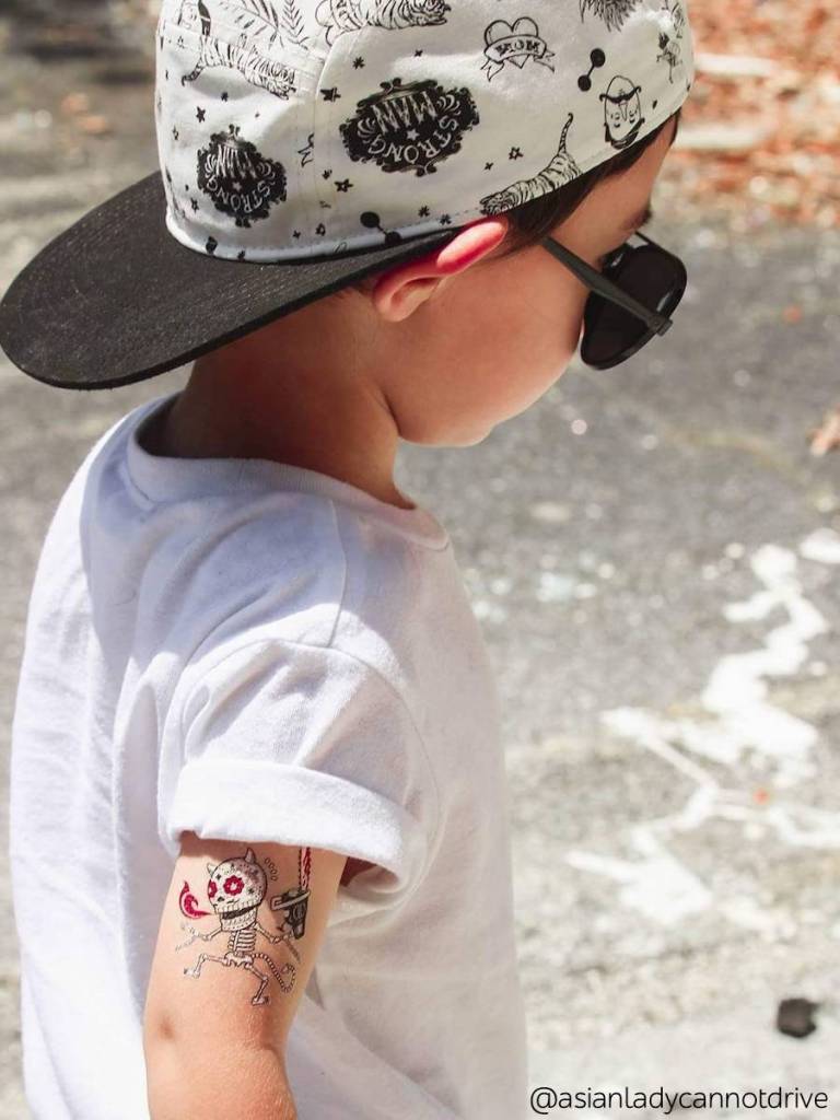 Ducky Street SKELETONS TATTOO -  Sticker Kinder tatoeages met water afneembaar