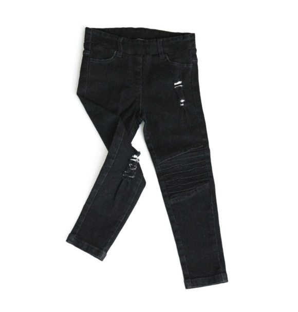 BLACK DISTRESSED DENIM JEGS