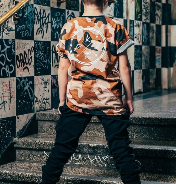 Kiddow OVERSIZED T-SHIRT BEIGE CAMO