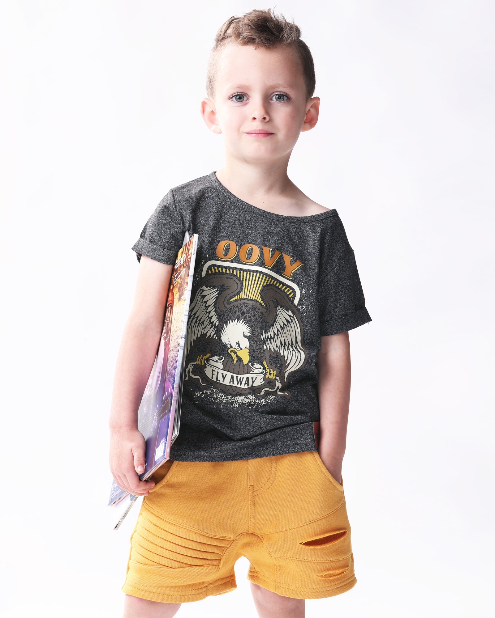 GREY T-SHIRT WITH COOL PRINT | COOL KIDS CLOTHING | OOVY
