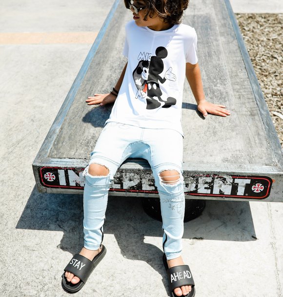 Adam + Yve MICKEY GRAFFITI DENIM JOGGERS