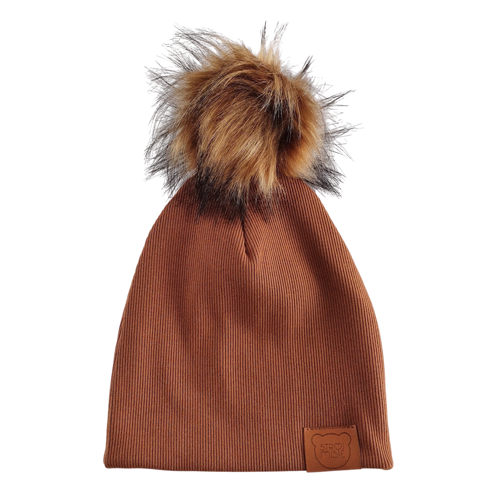 BROWN BEANIE WITH POM | KIDS HAT CARAMEL | BABY HAT CARAMEL