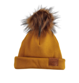 Strojmisie GELE BEANIE MET POM  | KINDER MUTS MOSTERD | BABY MUTS OKER GEEL