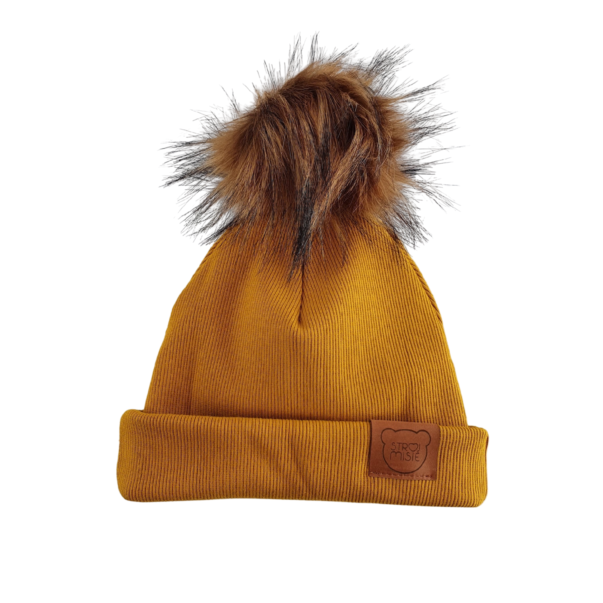 GELE BEANIE MET POM  | KINDER MUTS MOSTERD | BABY MUTS OKER GEEL