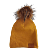 GELE BEANIE MET POM  | KINDER MUTS MOSTERD | BABY MUTS OKER GEEL