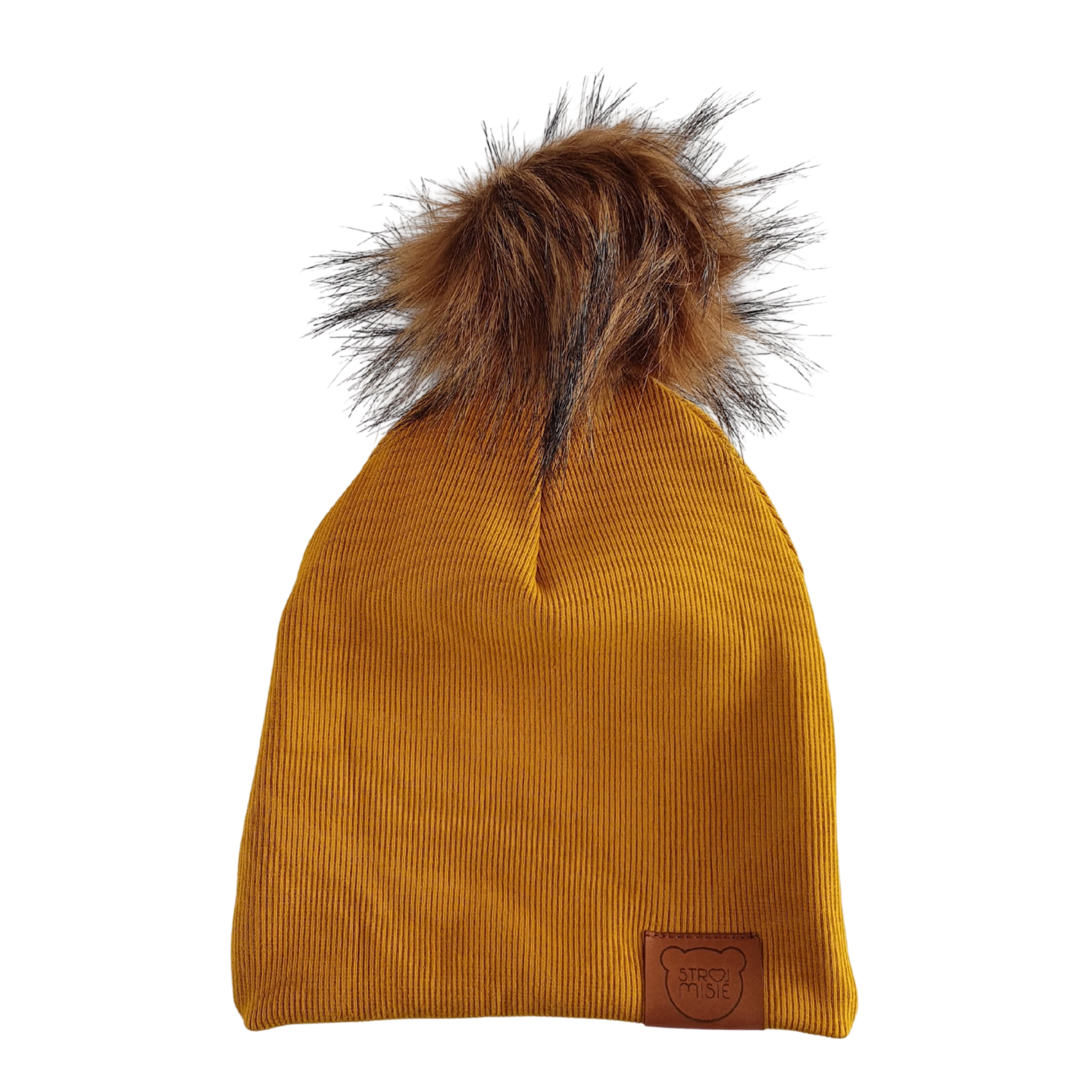 GELE BEANIE MET POM  | KINDER MUTS MOSTERD | BABY MUTS OKER GEEL