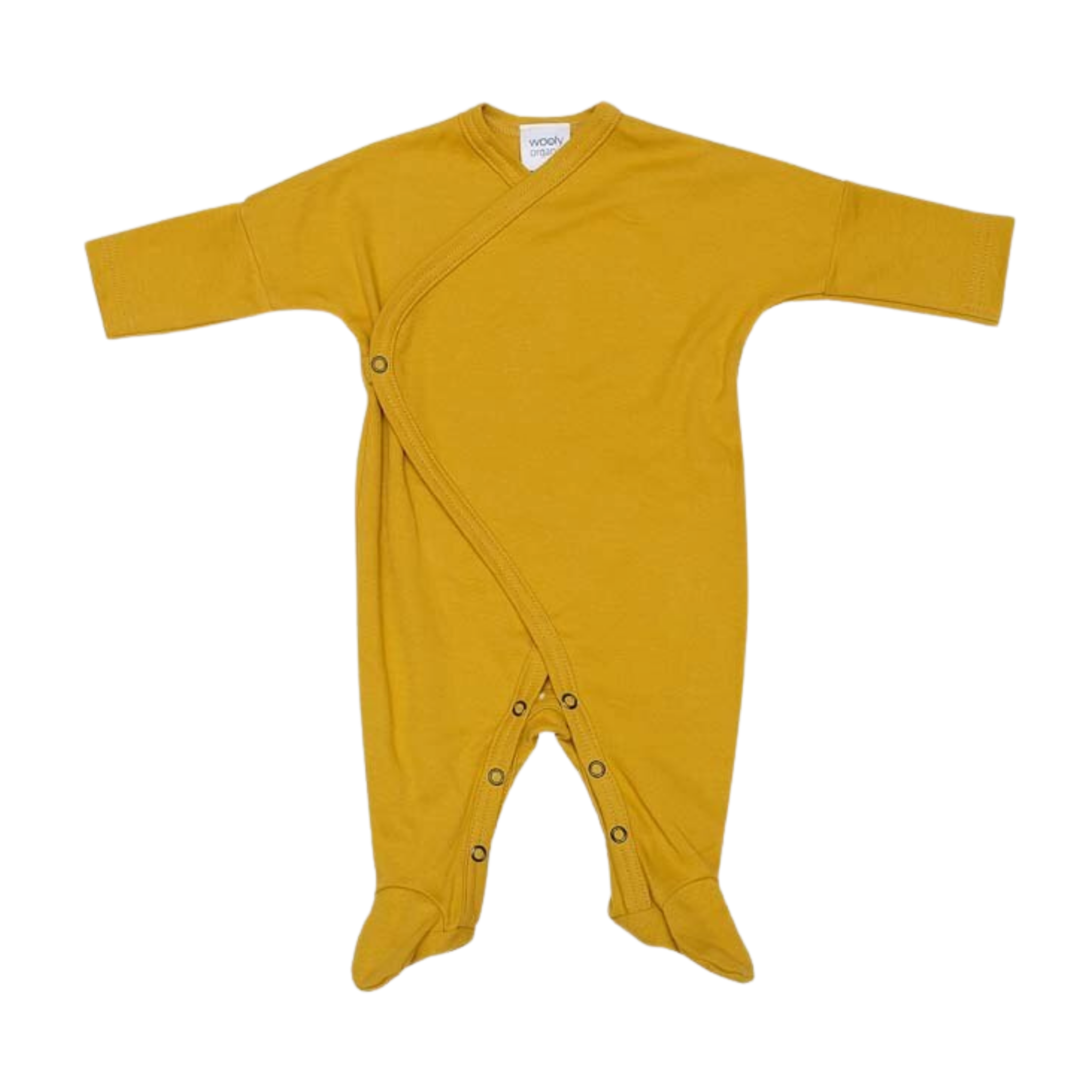 KIMONO SLEEPSUIT | LONG SLEEVED BODYSUIT WITH FEET | OCHER YELLOW