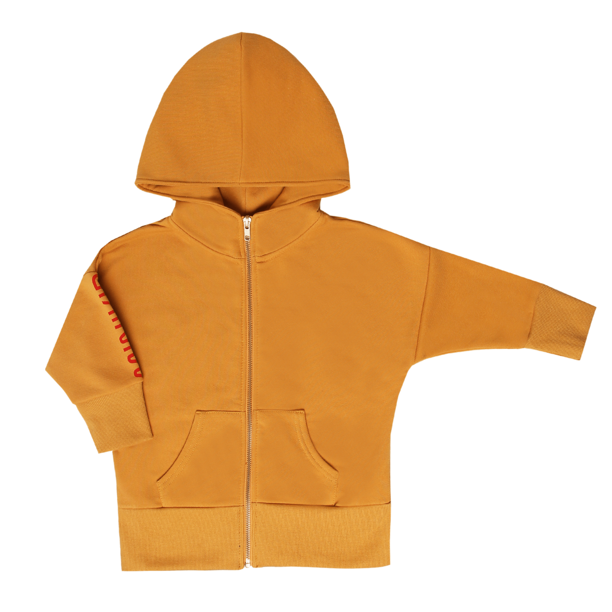 LANGER VEST MET RITS | OKER GEEL VEST MET ACID WASHING | KINDERKLEDING