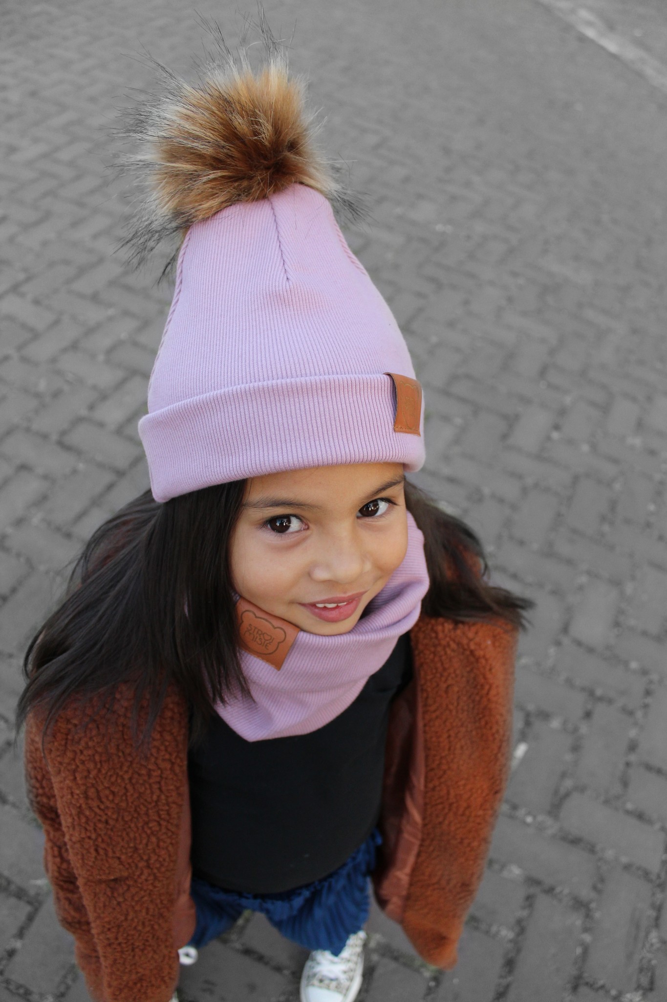 Strojmisie PINK BEANIE WITH POM | KIDS HAT DUSTY PINK | BABY HAT OLD PINK