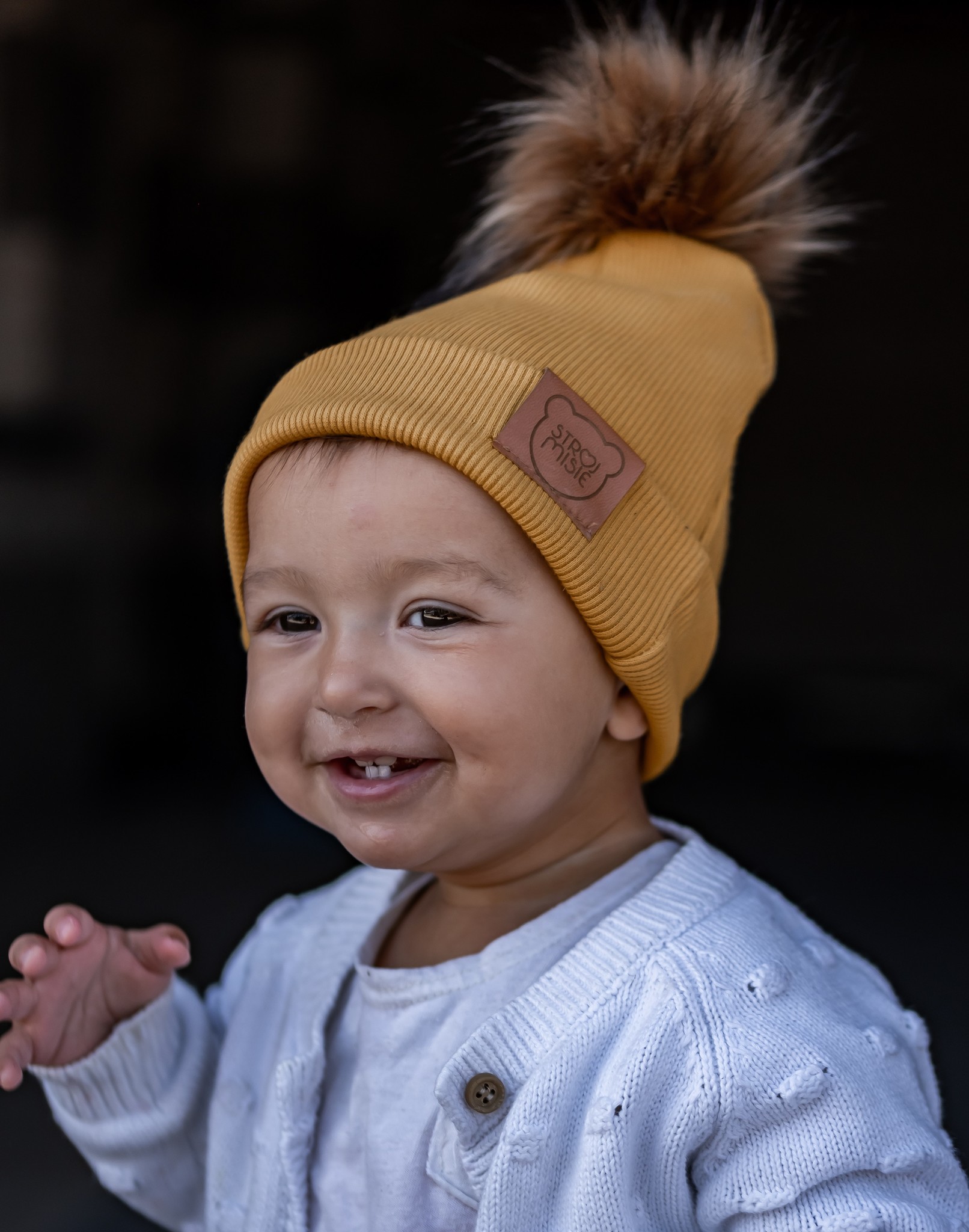 Strojmisie YELLOW BEANIE WITH POM | KIDS HAT MUSTARD | BABY HAT OCHER YELLOW