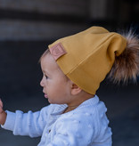 GELE BEANIE MET POM  | KINDER MUTS MOSTERD | BABY MUTS OKER GEEL