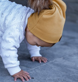 GELE BEANIE MET POM  | KINDER MUTS MOSTERD | BABY MUTS OKER GEEL