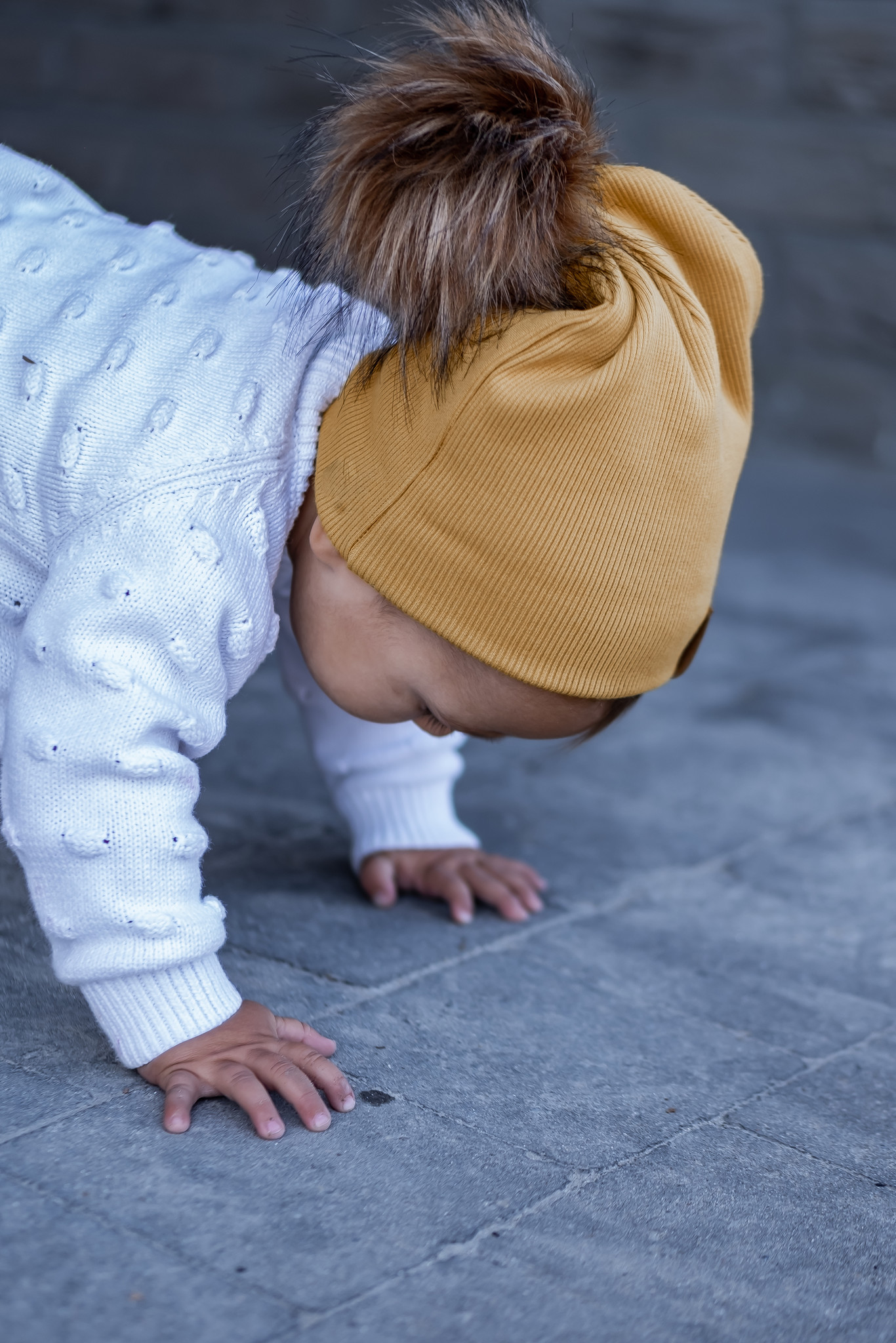 GELE BEANIE MET POM  | KINDER MUTS MOSTERD | BABY MUTS OKER GEEL
