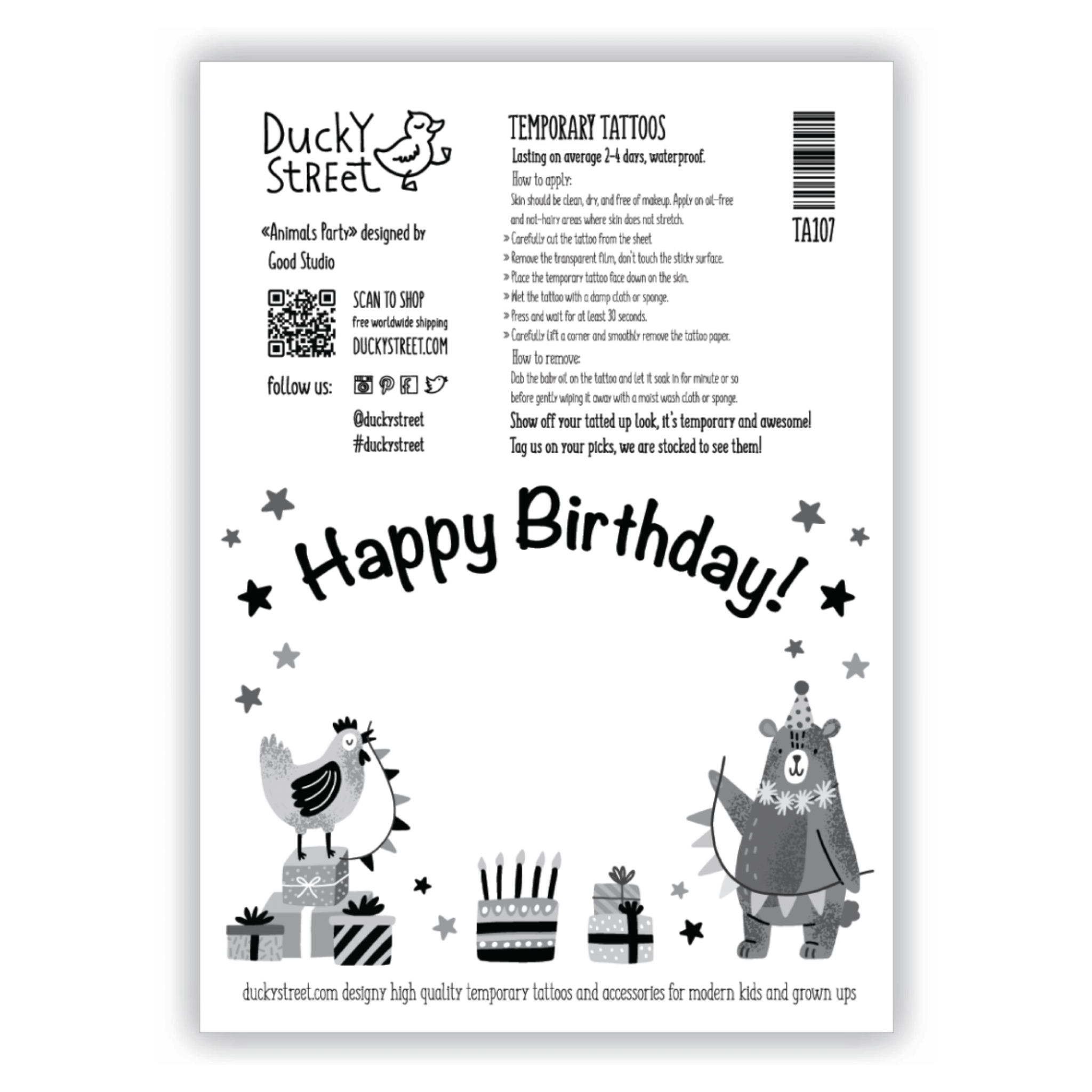 The Secret Life Of Pets Tattoo Retro Stripes Children's Party Invitations -  The Card Zoo