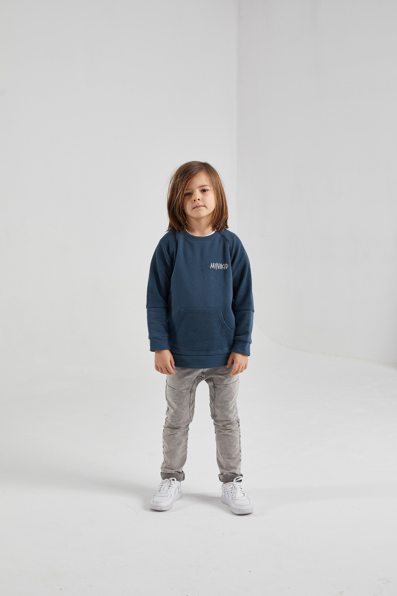 Minikid DARK BLUE SWEATER | UNISEX SWEATER WITH FRONT POCKET | MINIKID