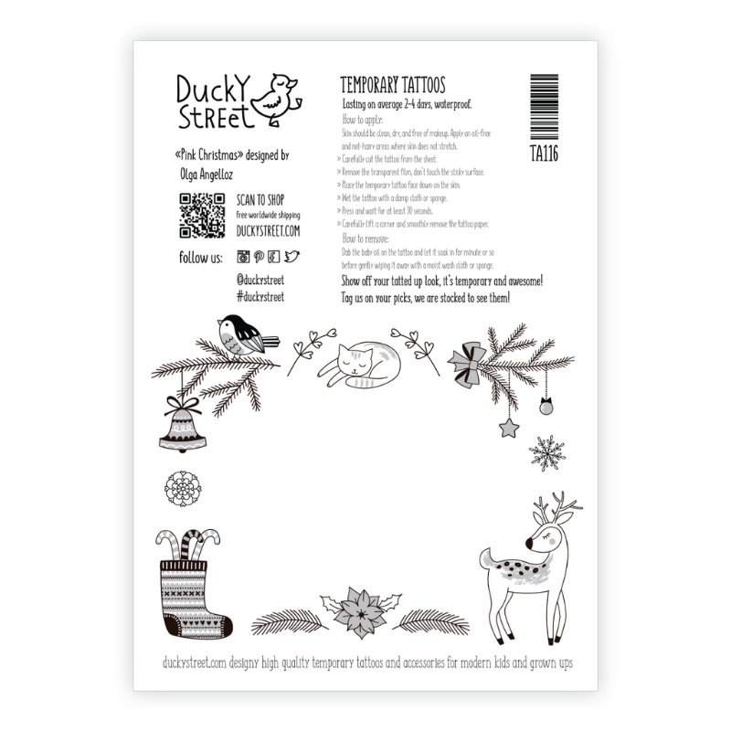 Ducky Street KERST TATTOO | Sticker Kinder tatoeages met kerst thema