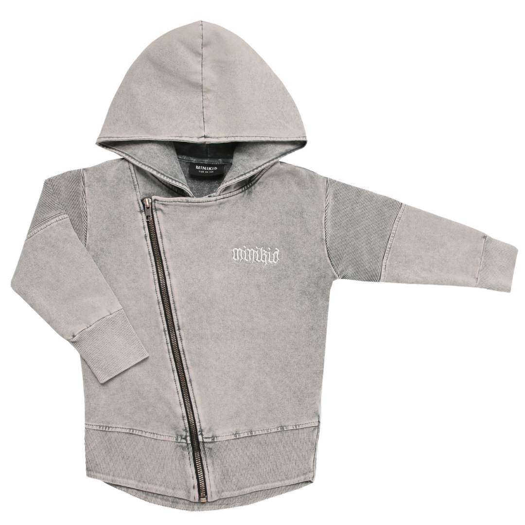 GRIJZE HOODIE VOOR KINDEREN | STOER VEST MET CAPUCHON | MINIKID