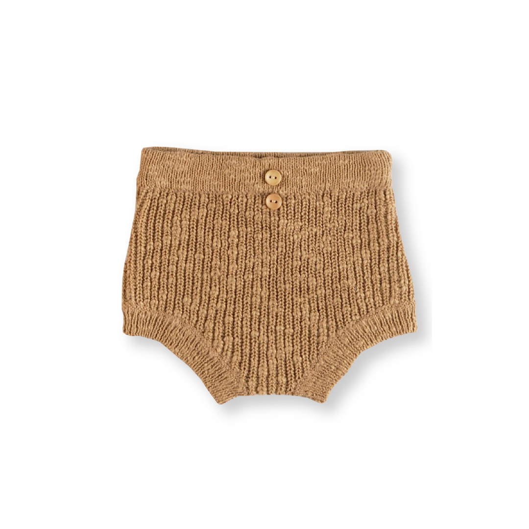 Brown short legging in irregular rib knit, child - Souris Mini