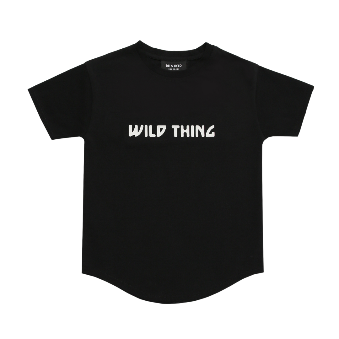 Minikid T-SHIRT WITH LEOPARD PRINT | BLACK CHILDREN'S CLOTHES | MINIKID