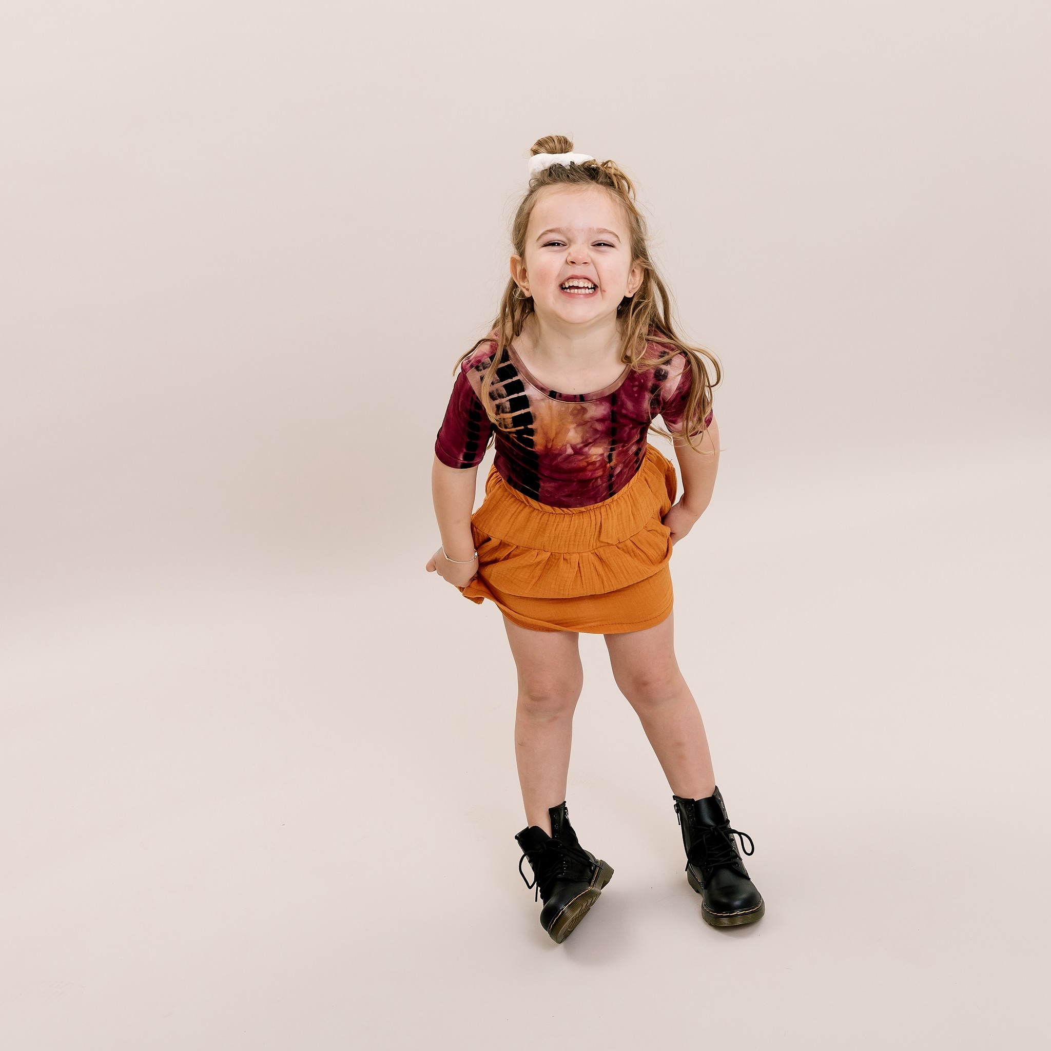 No Labels Kidswear ORANJE ROKJE | GEPLOOID ROKJE VOOR MEISJES  | MEISJESKLEDING