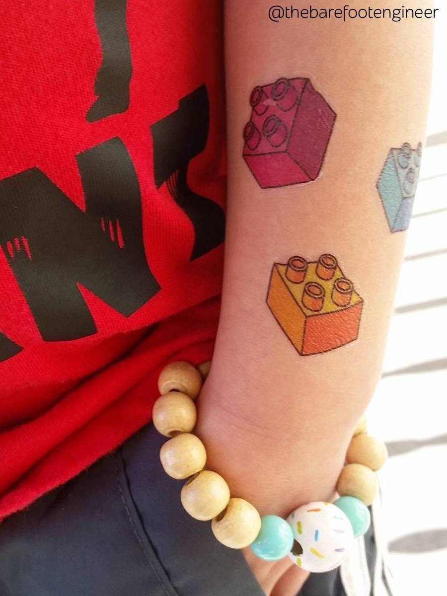 Ducky Street LEGO BLOKJES TATTOO | KINDER TATOEAGE | LEGO TATOO VOOR KINDEREN