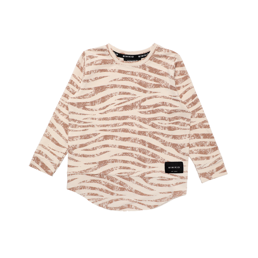 Minikid STREETWEAR WITH ZEBRA PRINT | BROWN LONGSLEEVE | MINIKID KIDSWEAR