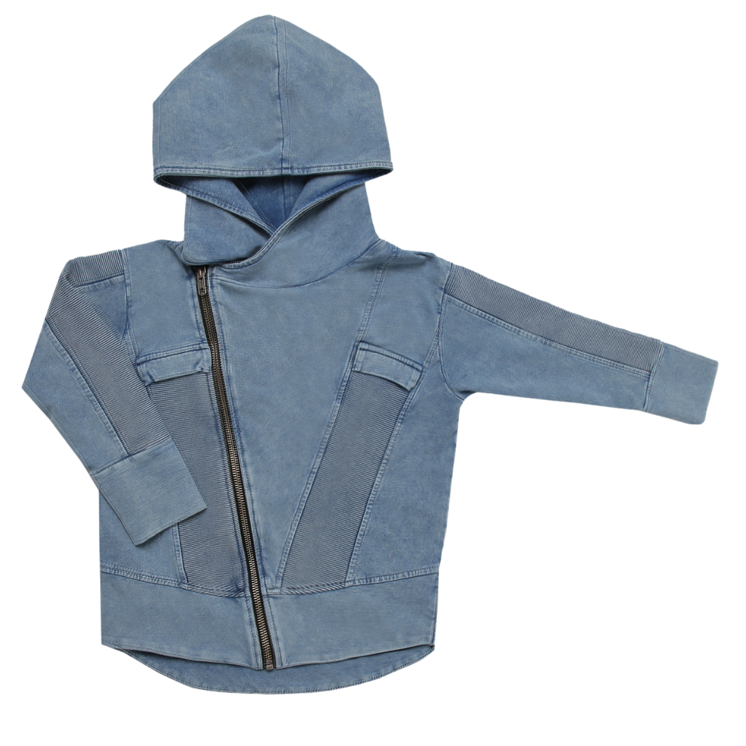 Minikid BLAUWE HOODIE VOOR KINDEREN | STOER VEST MET CAPUCHON | MINIKID