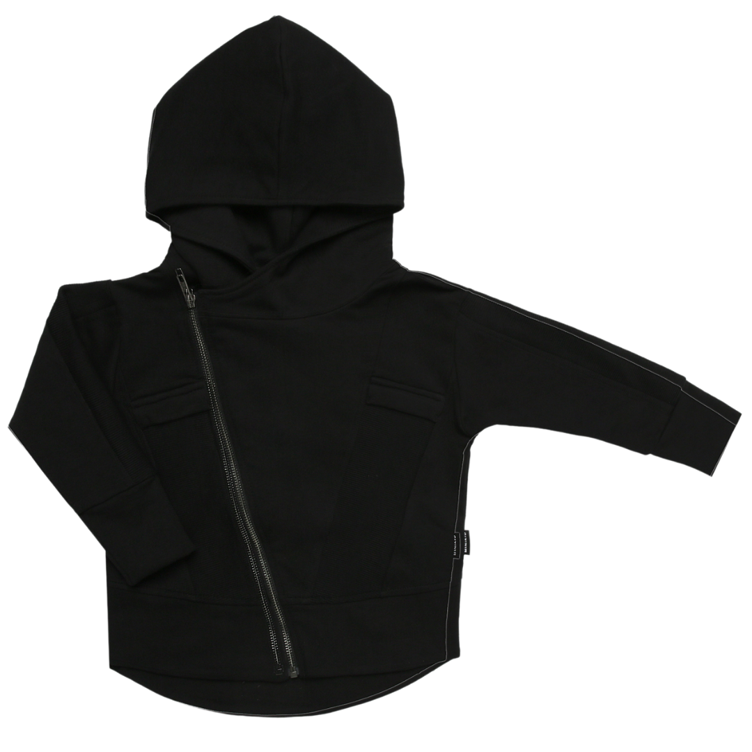 BLACK JACKET FOR CHILDREN | STURDY JACKET WITH HOOD | BOY CLOTHING