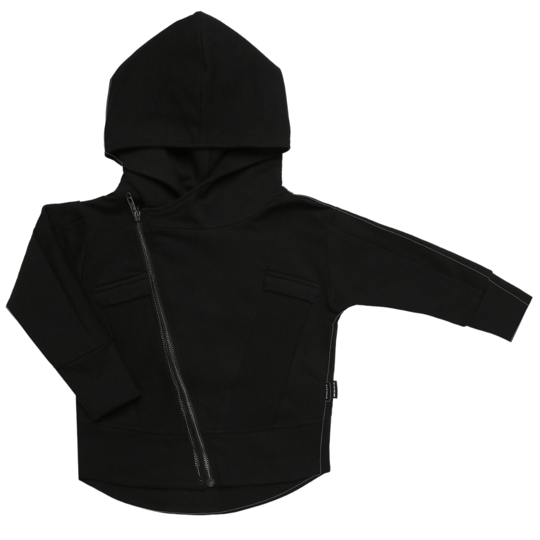 ZWARTE HOODIE VOOR | STOER VEST MET CAPUCHON | MINIKID - Minis | Kinderkleding en Babykleding