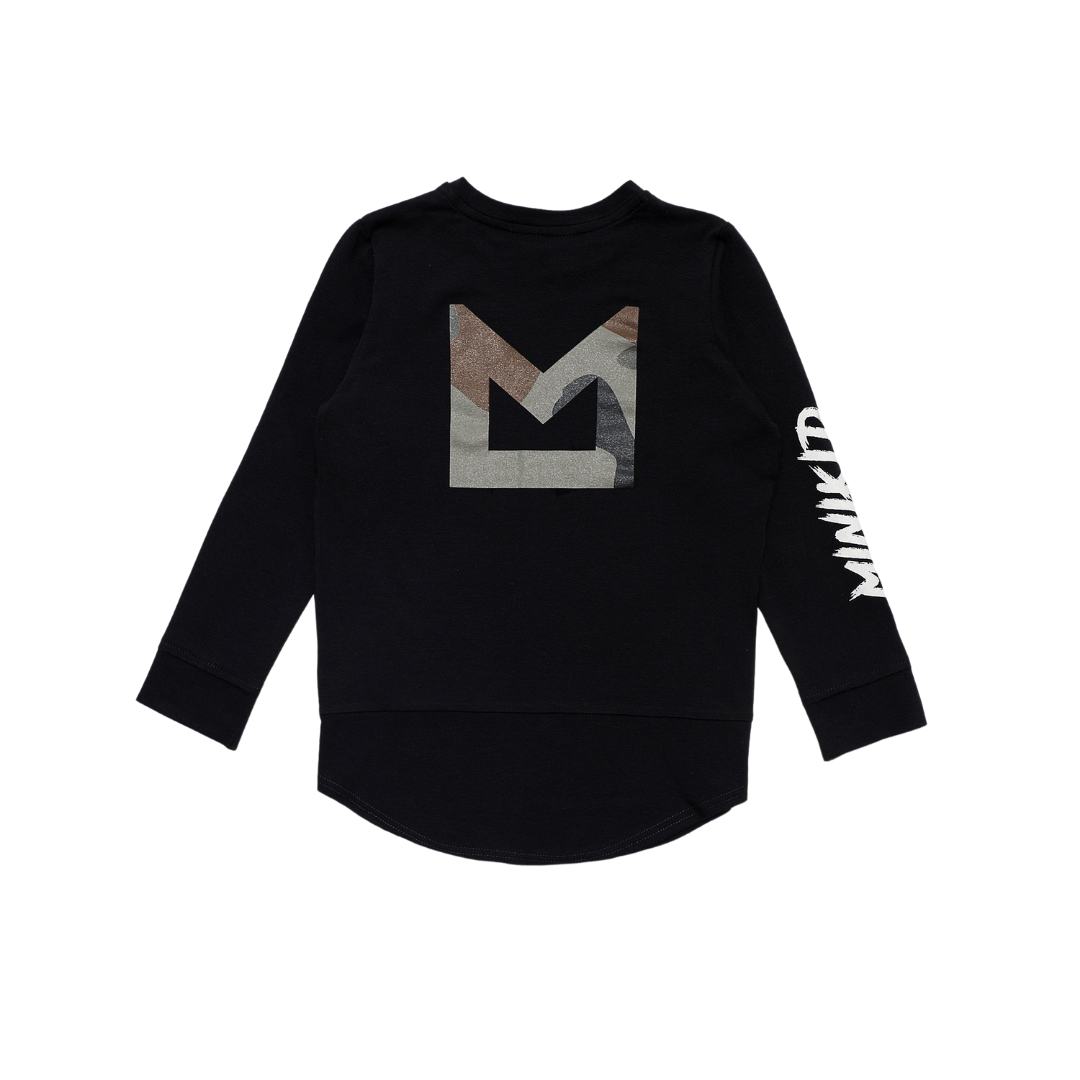 STREETWEAR VOOR KINDEREN | ZWARTE LONGSLEEVE | CAMOUFLAGE PRINT