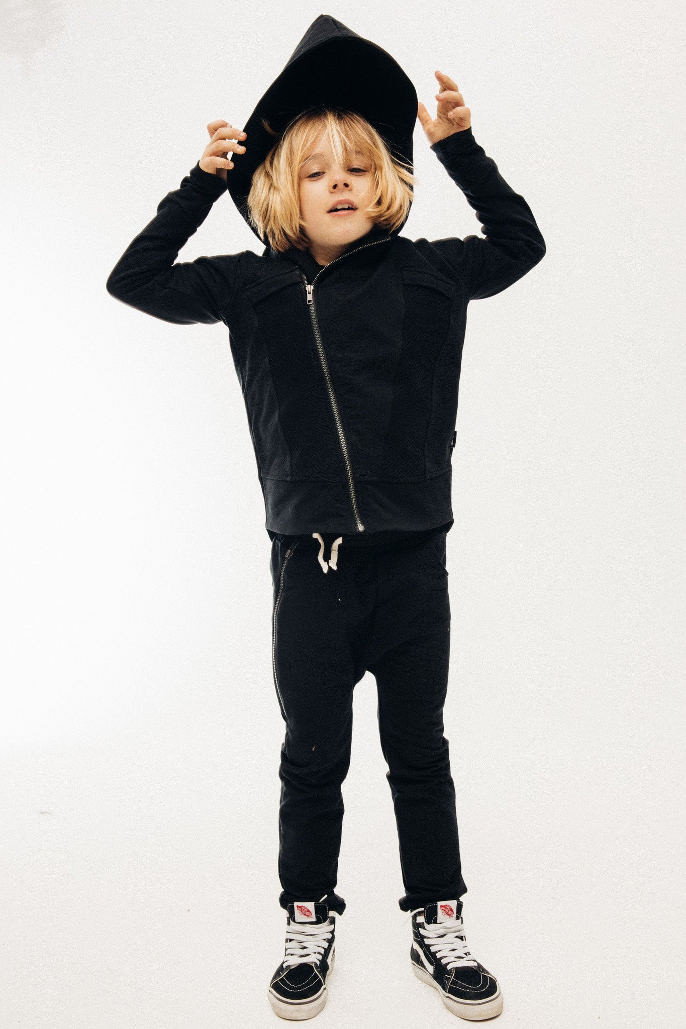 BLACK JACKET FOR CHILDREN | STURDY JACKET WITH HOOD | BOY CLOTHING