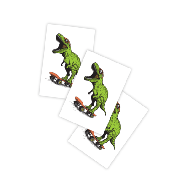 Ducky Street DINO SKATE TATOO (3x)