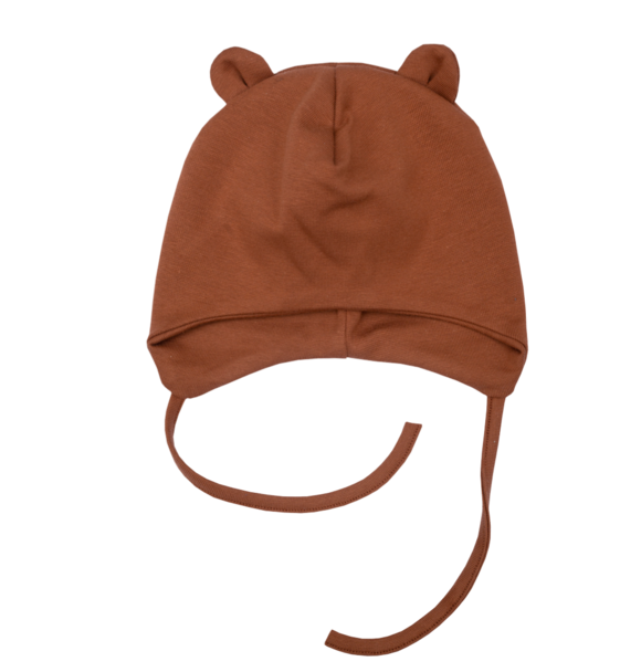 BABY HAT WITH TEDDY EARS - CARAMEL