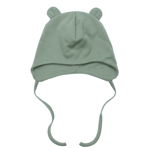 BABY HAT WITH TEDDY EARS - SAGE GREEN
